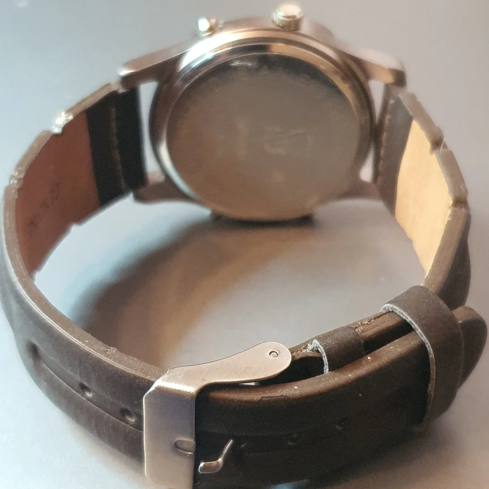 10/$20 SV Sport Silver/Black Leather Ani-Digital Alarm Chrono Men's Watch